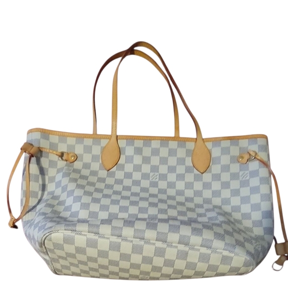 AUTHENTIC LOUIS VUITTON NEVERFULL AZUR BAG 3 Piece Set Cream - Picture 2 of 16